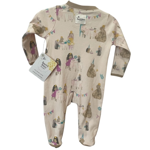 Burt's Bees Organic Sleep & Play Footie Romper TEA PARTY Girls 0-3 Month Newborn - Picture 6 of 7